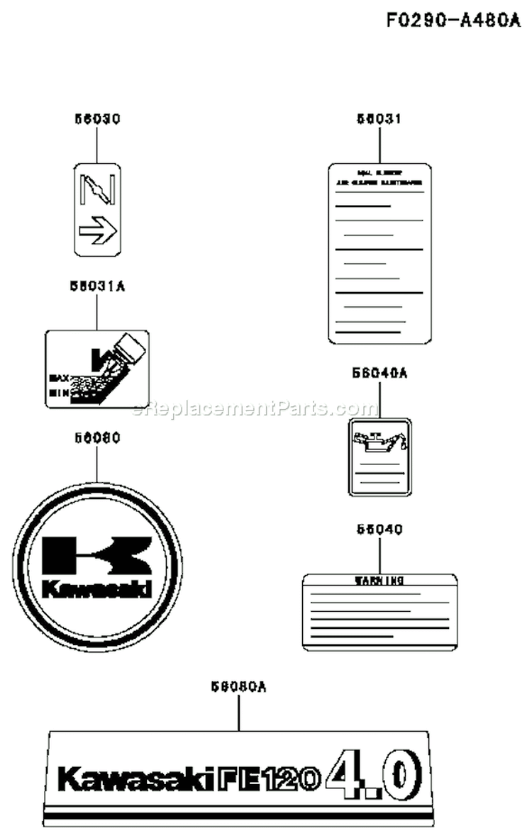 Page H Diagram and Parts List for FE120D AS03 Kawasaki Engine