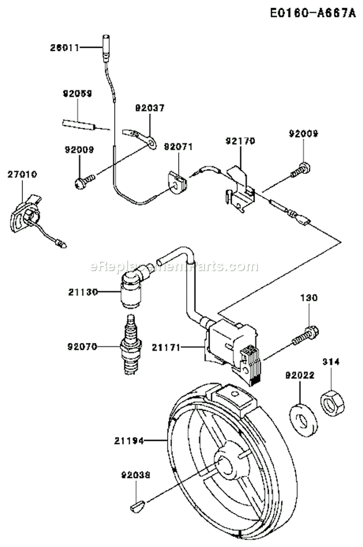 Page F Diagram and Parts List for FE120D AS05 Kawasaki Engine
