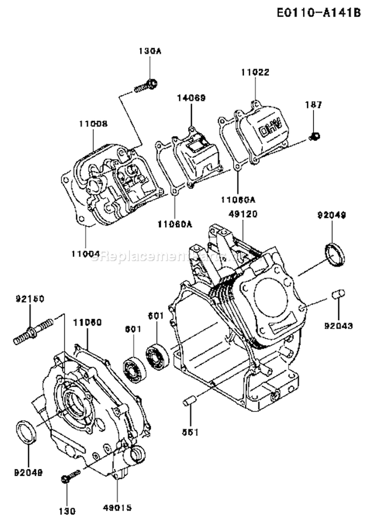 Page E Diagram and Parts List for FE120D AS07 Kawasaki Engine