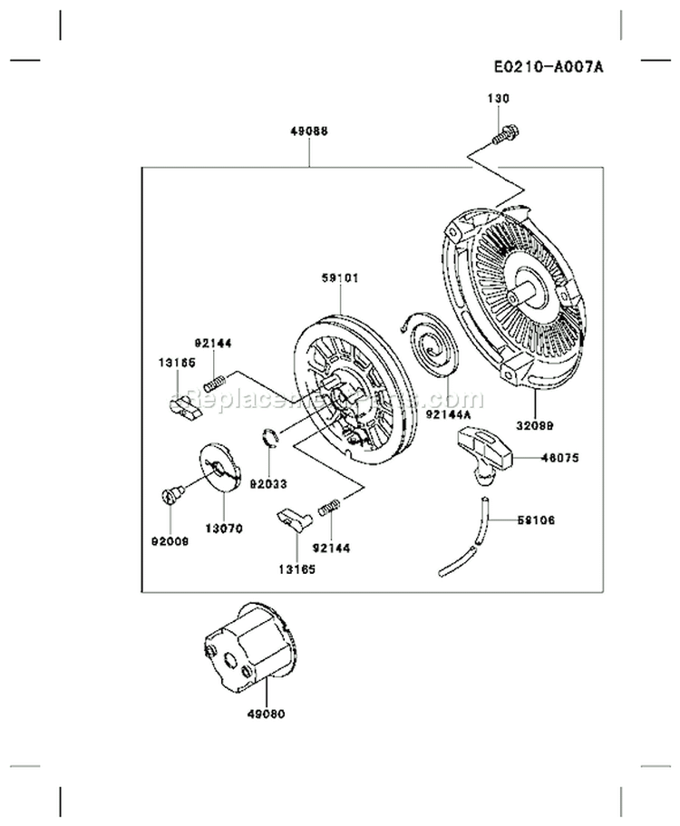 Page K Diagram and Parts List for FE120D BS01 Kawasaki Engine