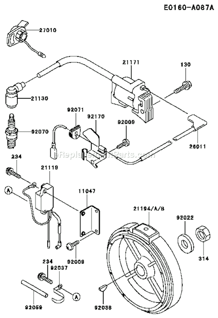 Page F Diagram and Parts List for FE120D BS01 Kawasaki Engine