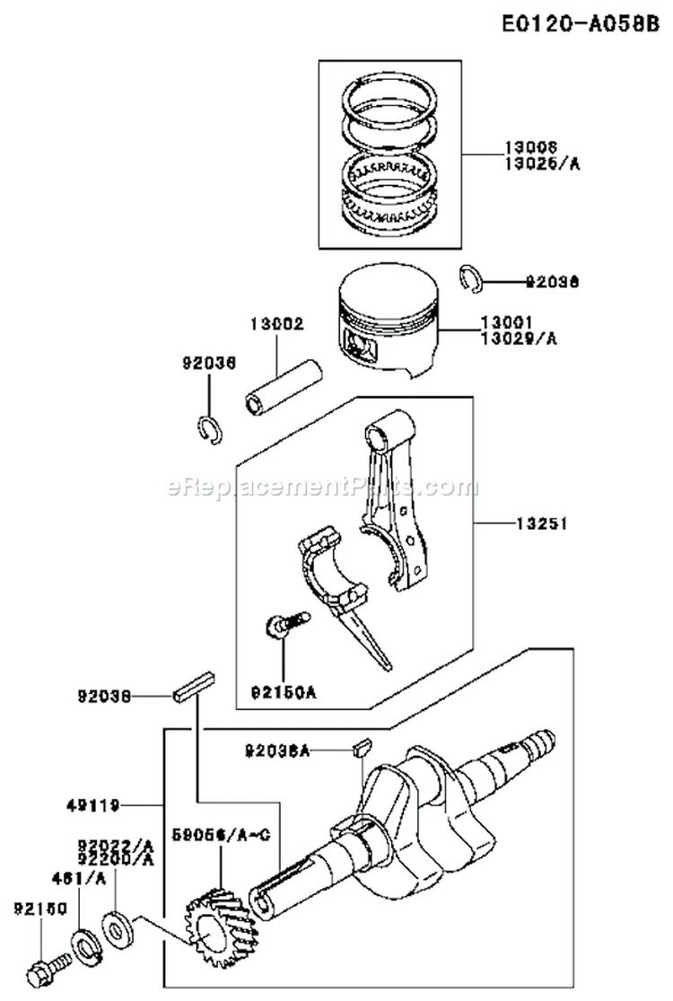 Page J Diagram and Parts List for FE120D BS00 Kawasaki Engine
