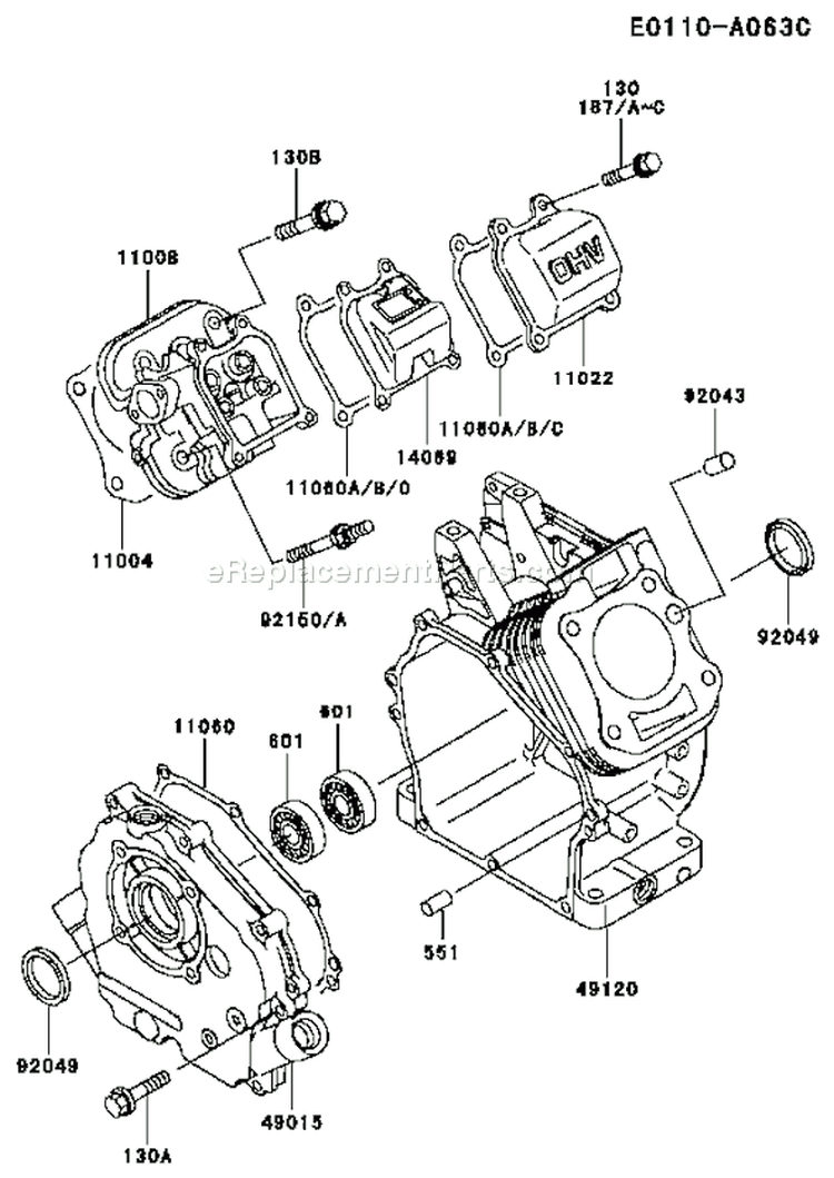 Page E Diagram and Parts List for FE120D BS00 Kawasaki Engine