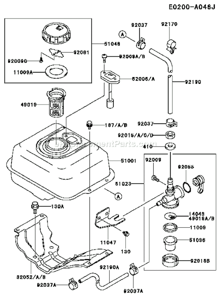Page G Diagram and Parts List for FE120D BS00 Kawasaki Engine