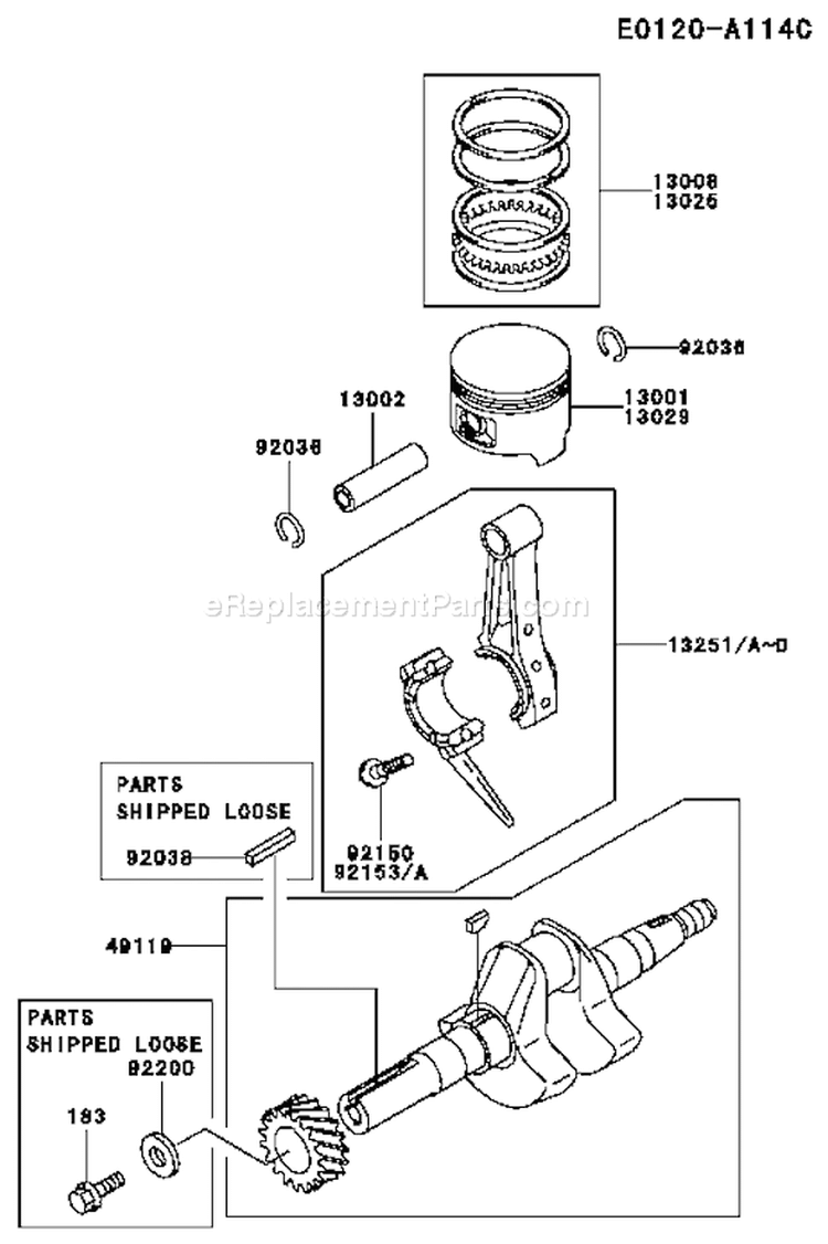 Page J Diagram and Parts List for FE120D DS04 Kawasaki Engine