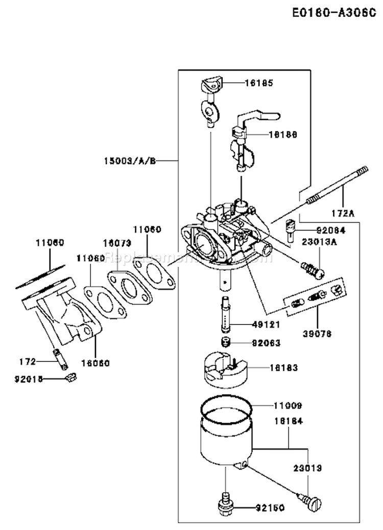 Page B Diagram and Parts List for FE120D DS04 Kawasaki Engine