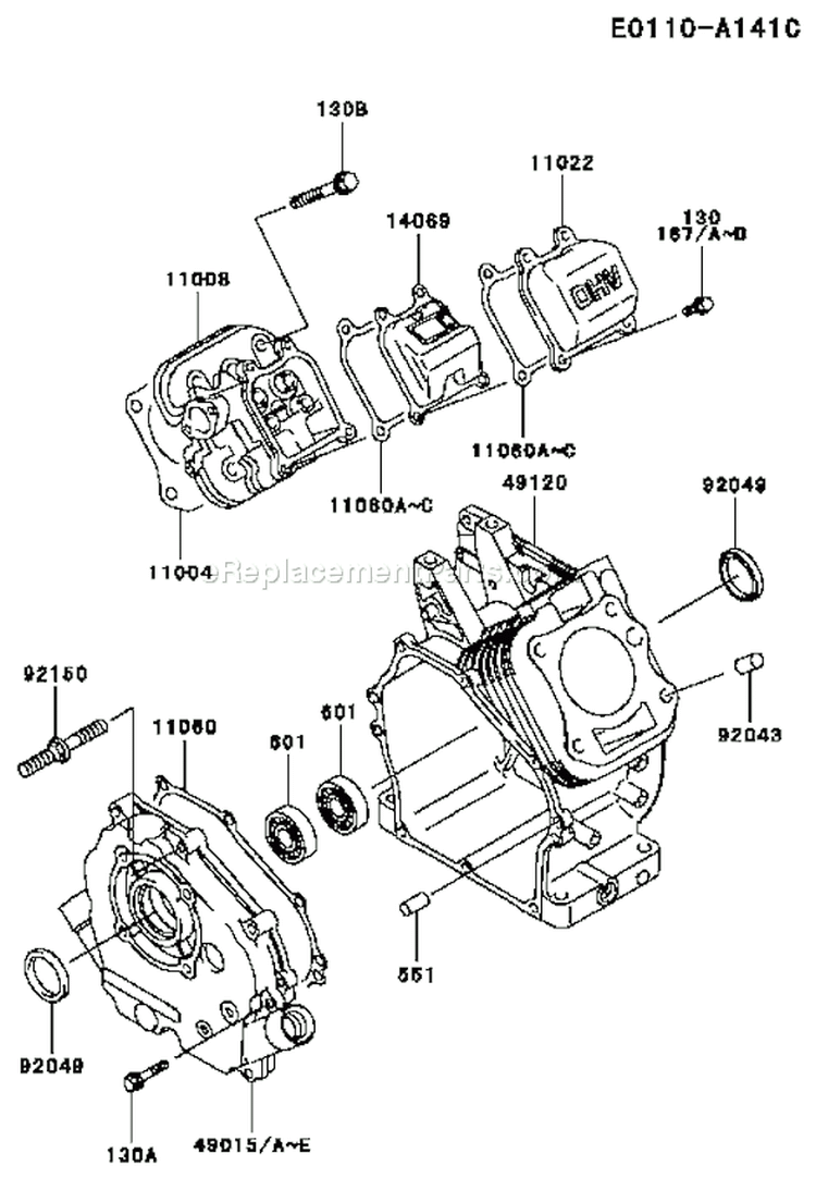 Page E Diagram and Parts List for FE120D AS02 Kawasaki Engine