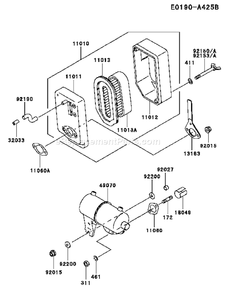 Page A Diagram and Parts List for FE120D HS02 Kawasaki Engine