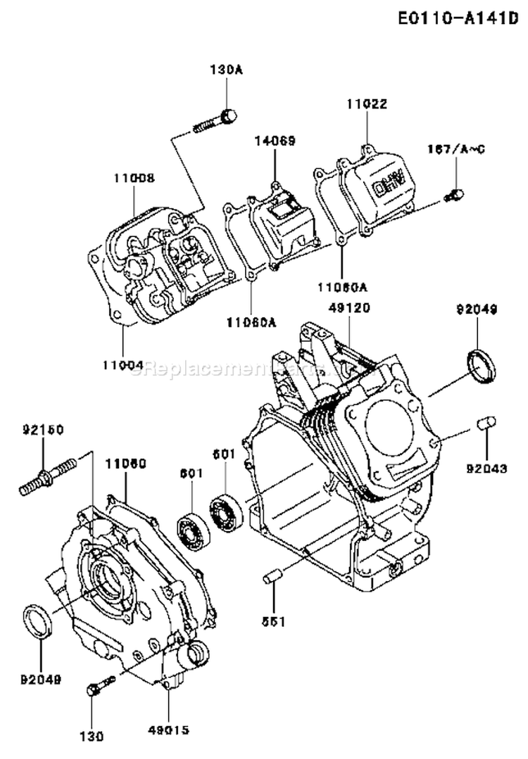 Page E Diagram and Parts List for FE120D HS02 Kawasaki Engine