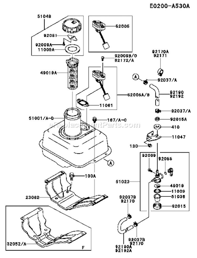 Page G Diagram and Parts List for FE120D HS02 Kawasaki Engine