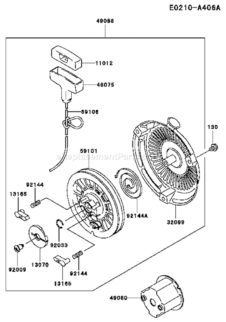 Page J Diagram and Parts List for FE120G AT50 Kawasaki Engine