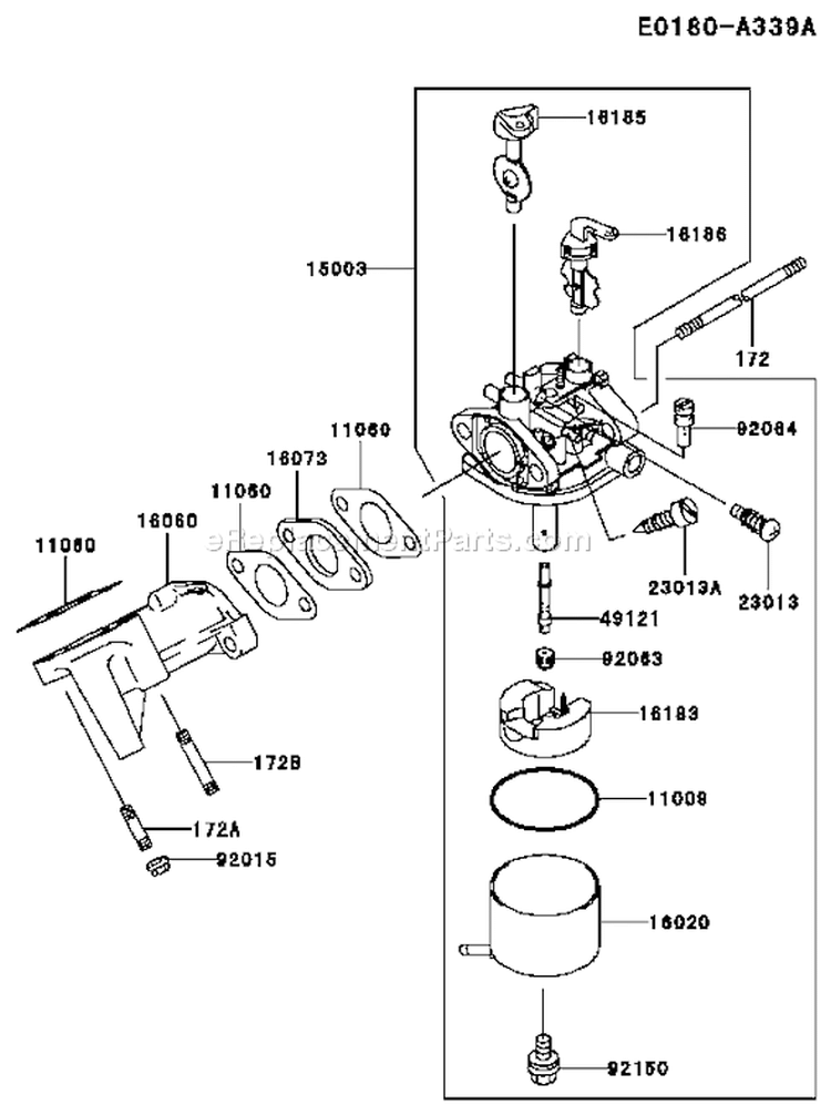 Page B Diagram and Parts List for FE120G AT50 Kawasaki Engine