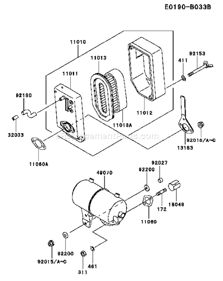 Page A Diagram and Parts List for FE120G BS03 Kawasaki Engine