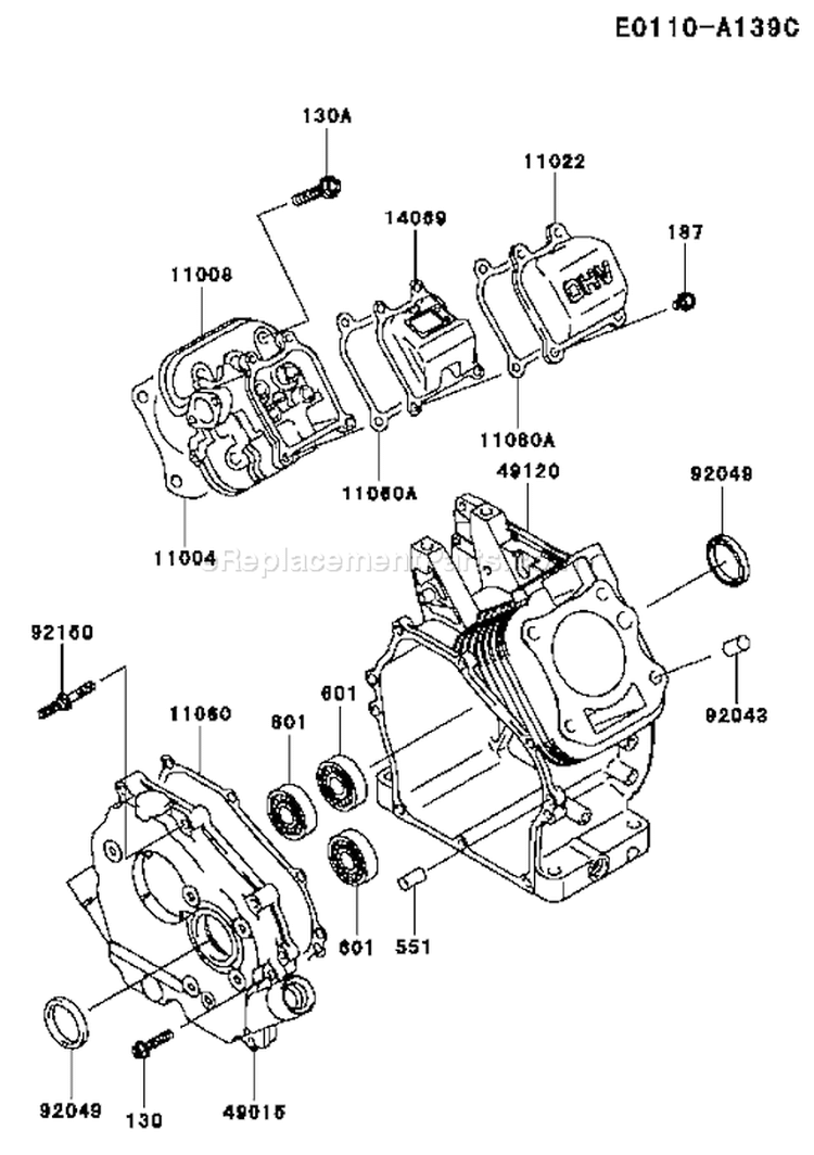 Page E Diagram and Parts List for FE120G BS03 Kawasaki Engine