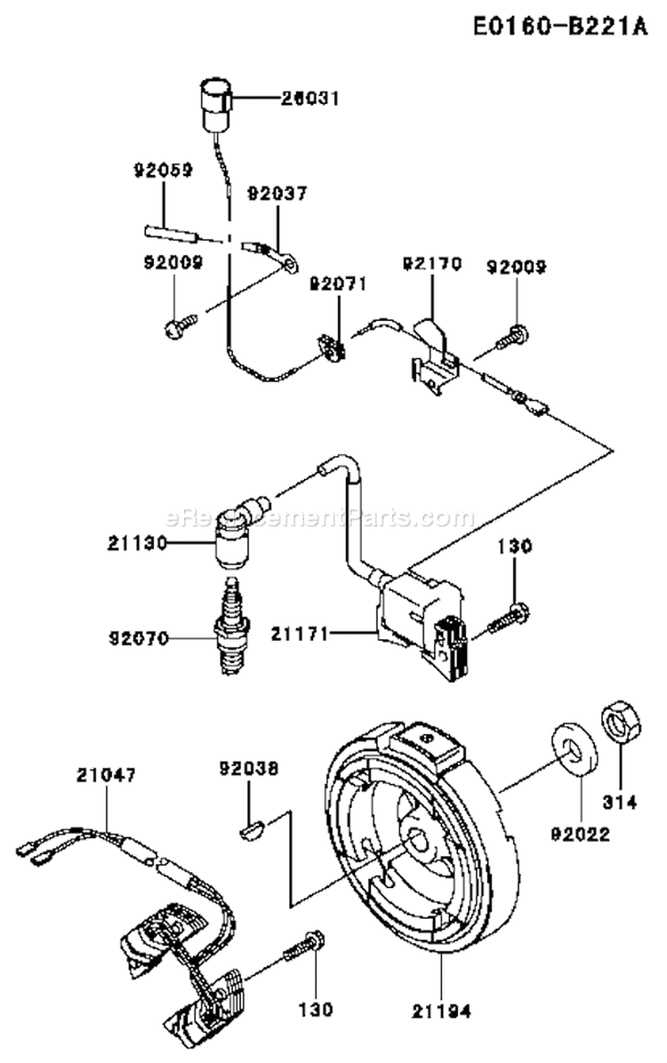 Page F Diagram and Parts List for FE120D AS07 Kawasaki Engine