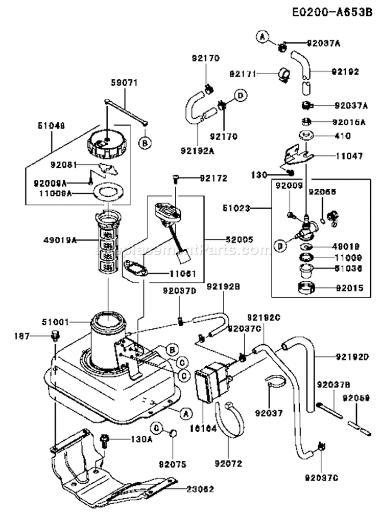 Page G Diagram and Parts List for FE120G BS03 Kawasaki Engine