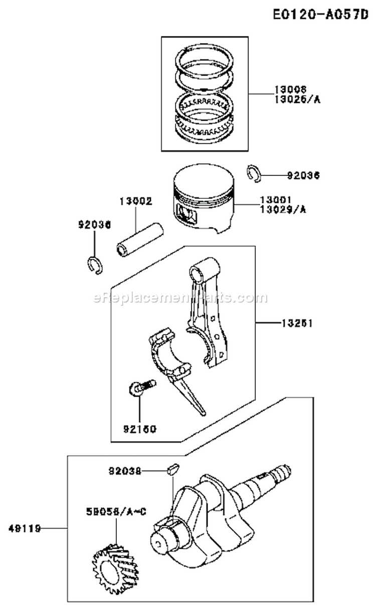 Page J Diagram and Parts List for FE120G CS00 Kawasaki Engine