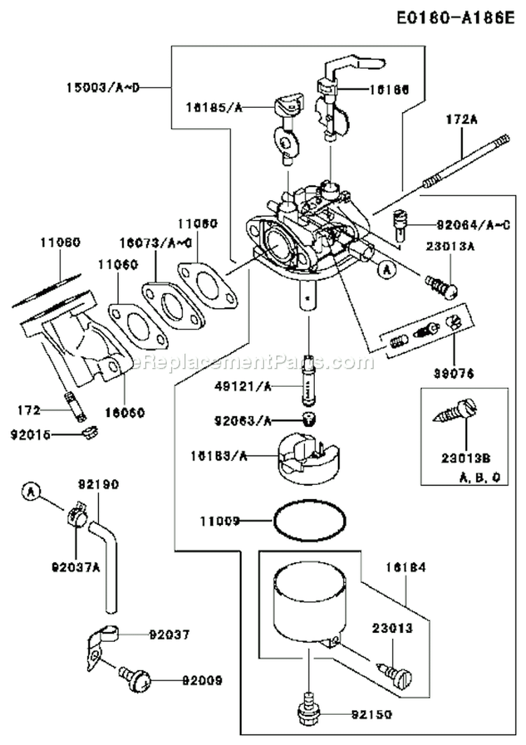 Page B Diagram and Parts List for FE120G CS00 Kawasaki Engine