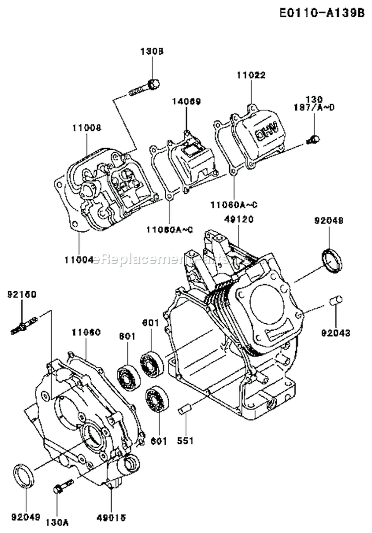 Page E Diagram and Parts List for FE120G CS00 Kawasaki Engine