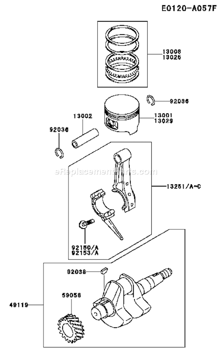 Page J Diagram and Parts List for FE120G FS00 Kawasaki Engine