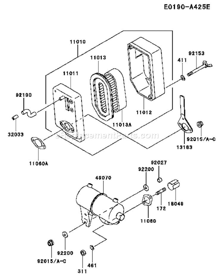 Page A Diagram and Parts List for FE120D NS02 Kawasaki Engine