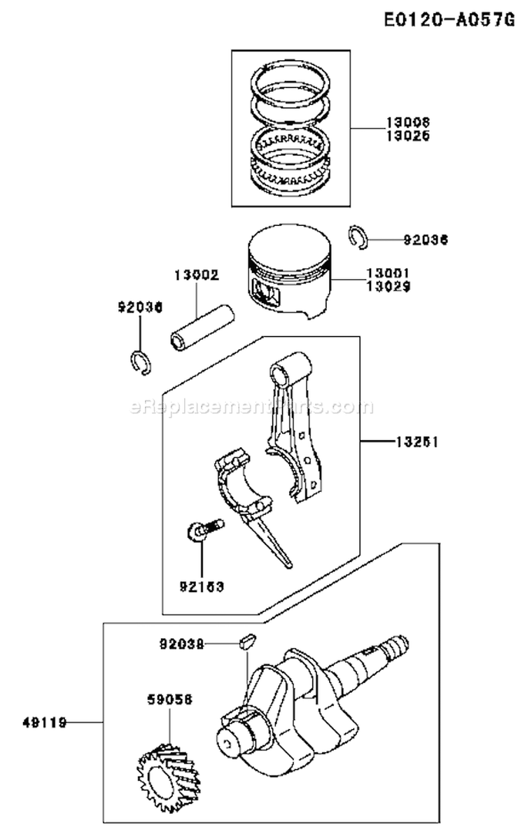 Page J Diagram and Parts List for FE120G LS00 Kawasaki Engine