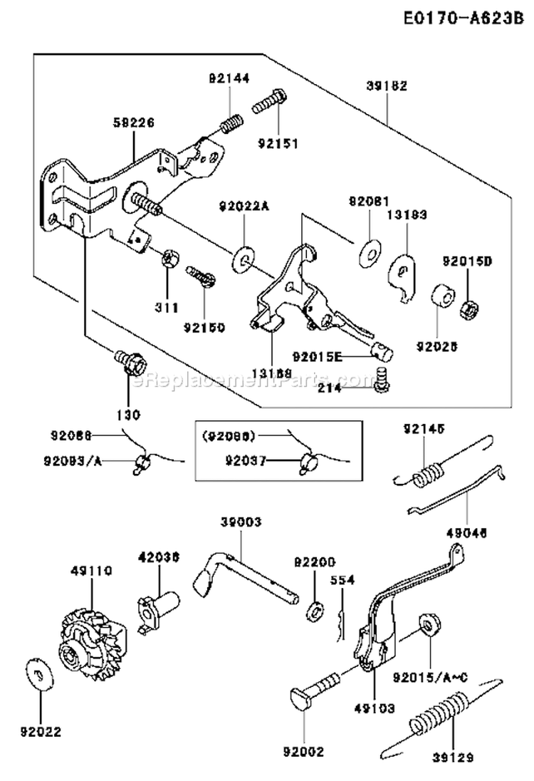 Page C Diagram and Parts List for FE120G LS00 Kawasaki Engine