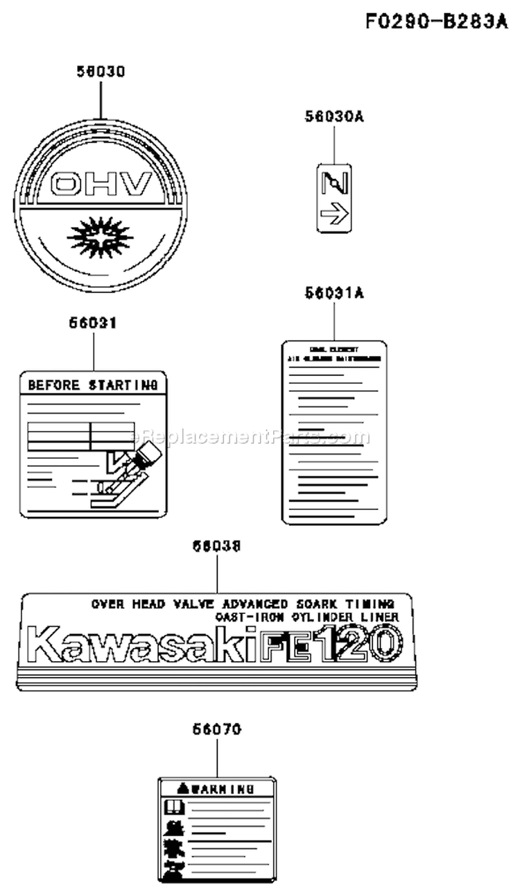 Page H Diagram and Parts List for FE120D NS02 Kawasaki Engine