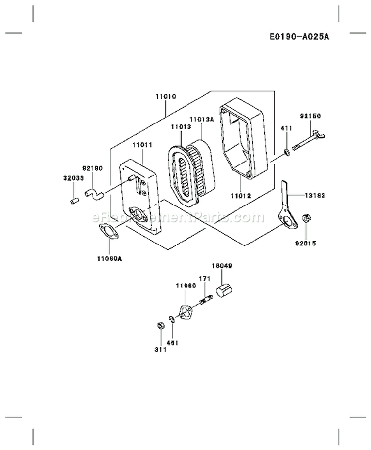 Page A Diagram and Parts List for FE170D AS02 Kawasaki Engine