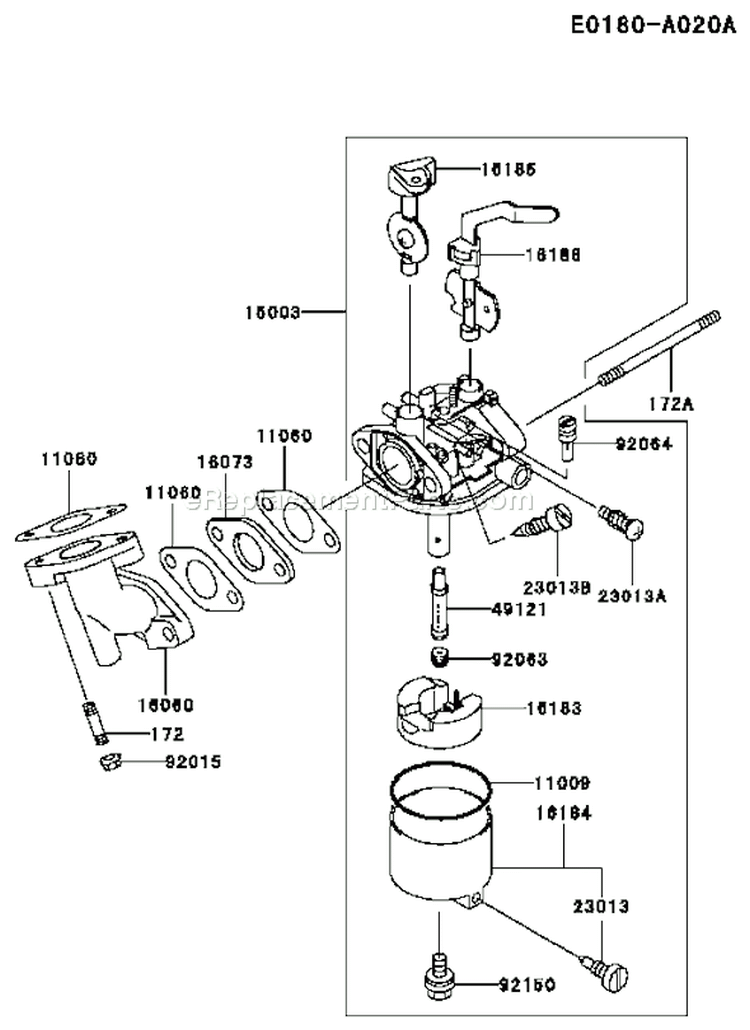 Page B Diagram and Parts List for FE170D AS02 Kawasaki Engine