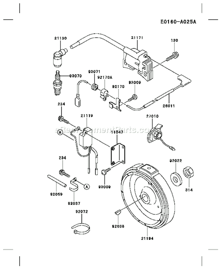 Page F Diagram and Parts List for FE170D AS02 Kawasaki Engine