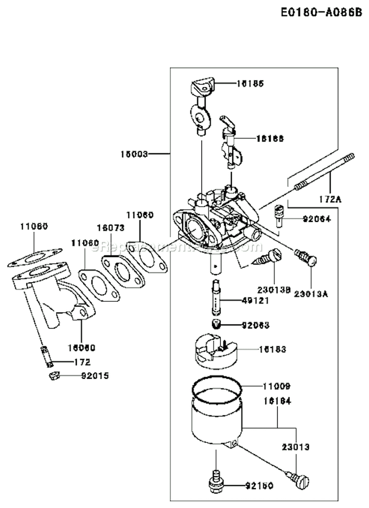 Page B Diagram and Parts List for FE170D AS03 Kawasaki Engine