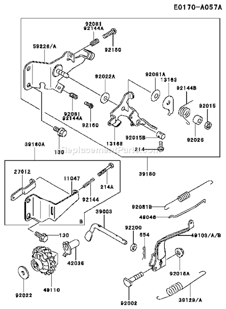 Page C Diagram and Parts List for FE170D AS01 Kawasaki Engine