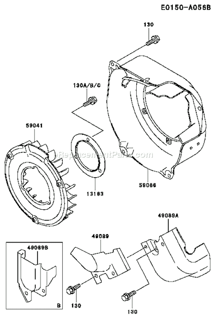 Page D Diagram and Parts List for FE170D AS01 Kawasaki Engine