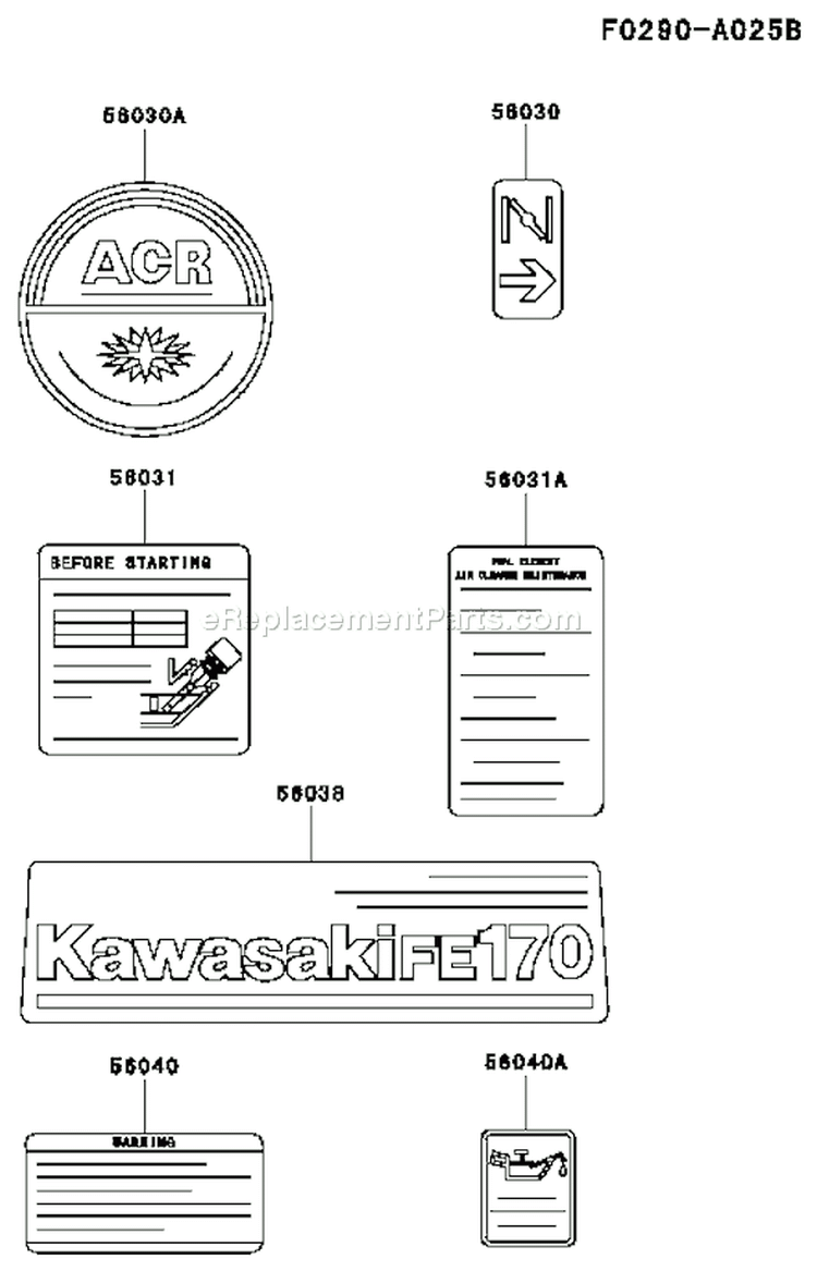 Page H Diagram and Parts List for FE170D AS01 Kawasaki Engine