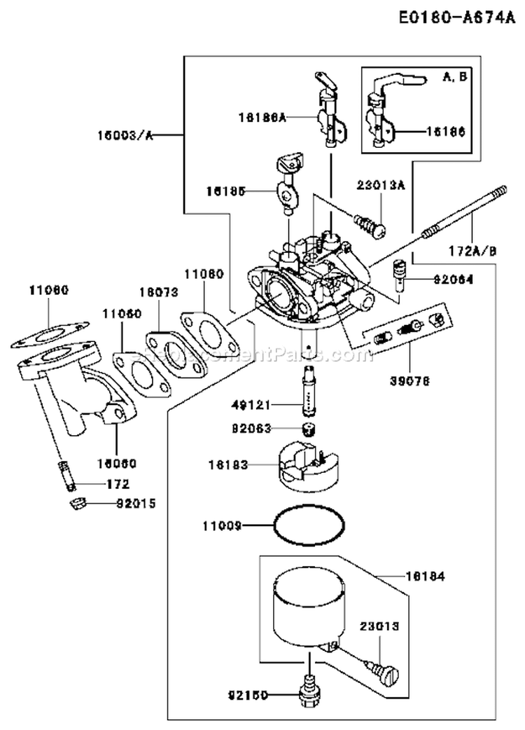 Page B Diagram and Parts List for FE170D CS04 Kawasaki Engine
