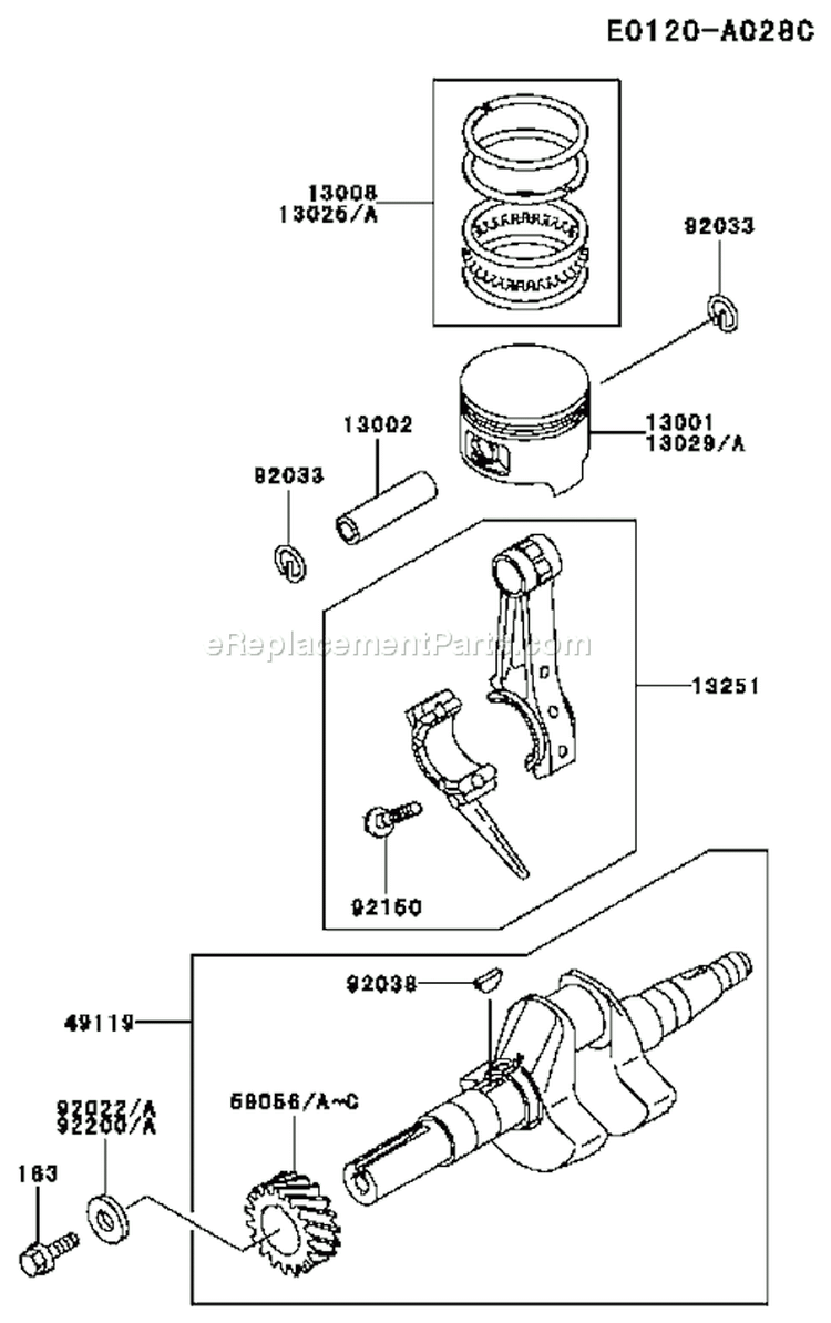 Page J Diagram and Parts List for FE170D DS00 Kawasaki Engine