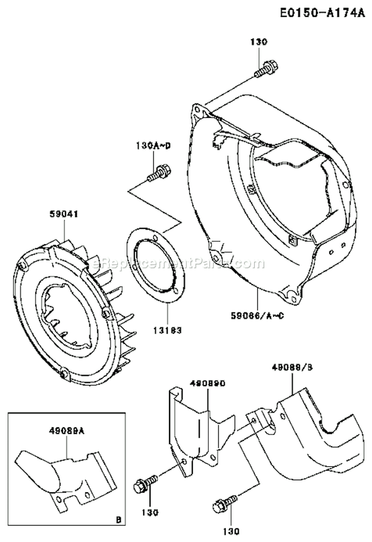 Page D Diagram and Parts List for FE170D DS00 Kawasaki Engine