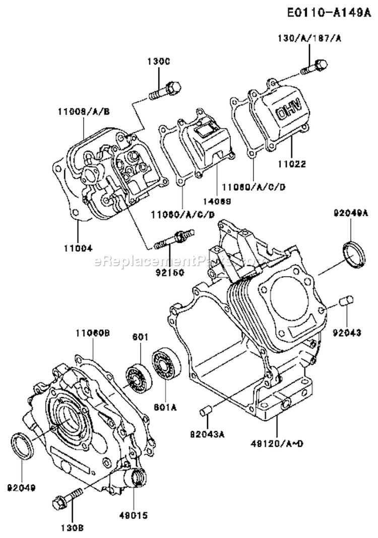 Page E Diagram and Parts List for FE170D DS00 Kawasaki Engine