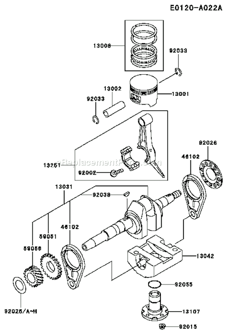 Page J Diagram and Parts List for FE250D AS02 Kawasaki Engine