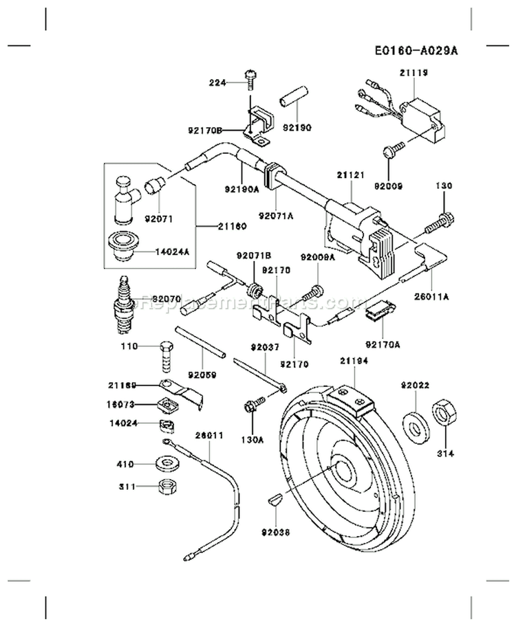 Page F Diagram and Parts List for FE250D AS02 Kawasaki Engine