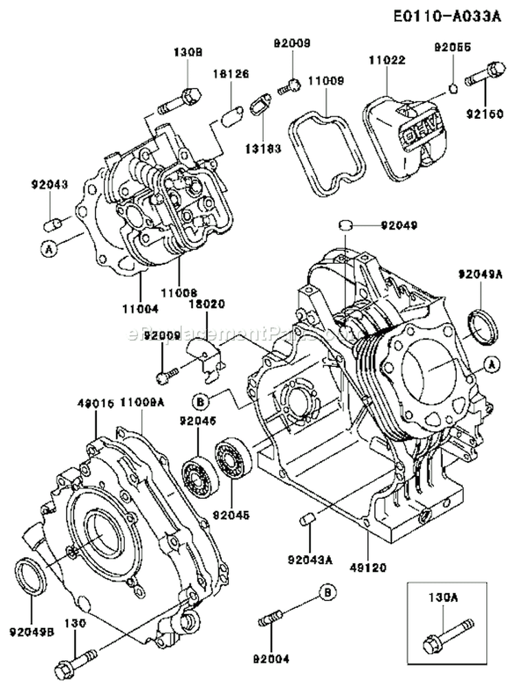 Page E Diagram and Parts List for FE250D AS03 Kawasaki Engine