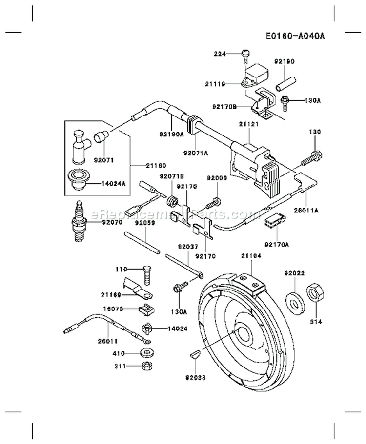 Page F Diagram and Parts List for FE250D AS03 Kawasaki Engine