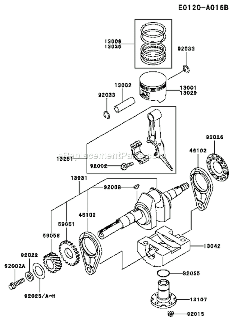 Page J Diagram and Parts List for FE250D AS04 Kawasaki Engine