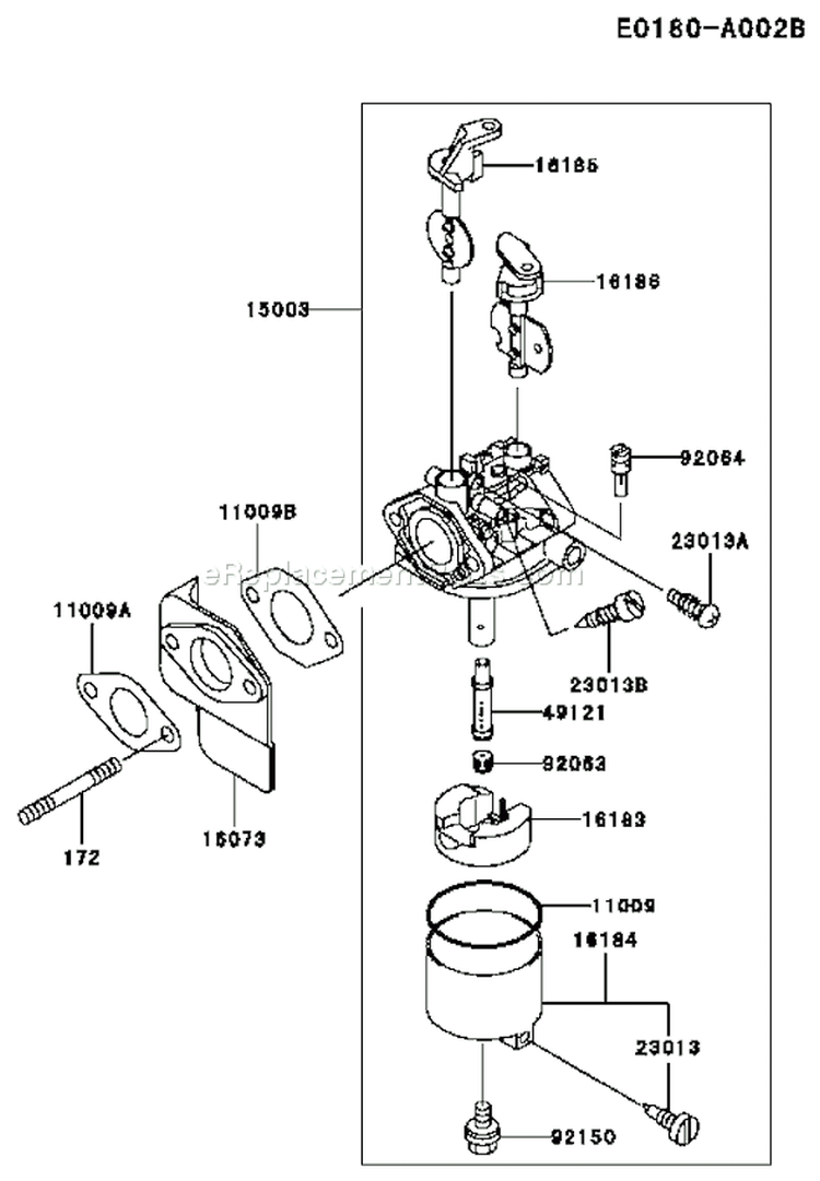 Page B Diagram and Parts List for FE250D AS04 Kawasaki Engine