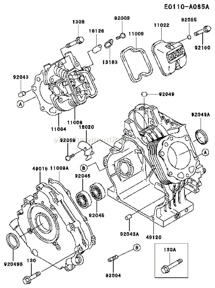 Page E Diagram and Parts List for FE250D AS04 Kawasaki Engine