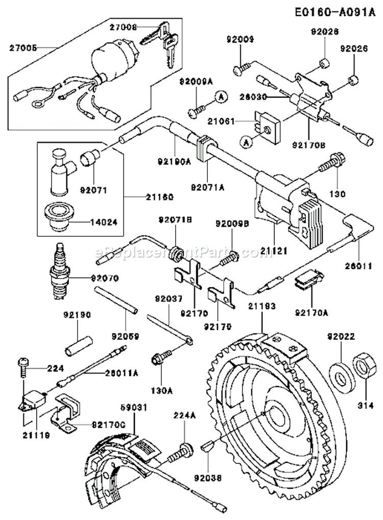 Page F Diagram and Parts List for FE250D AS04 Kawasaki Engine