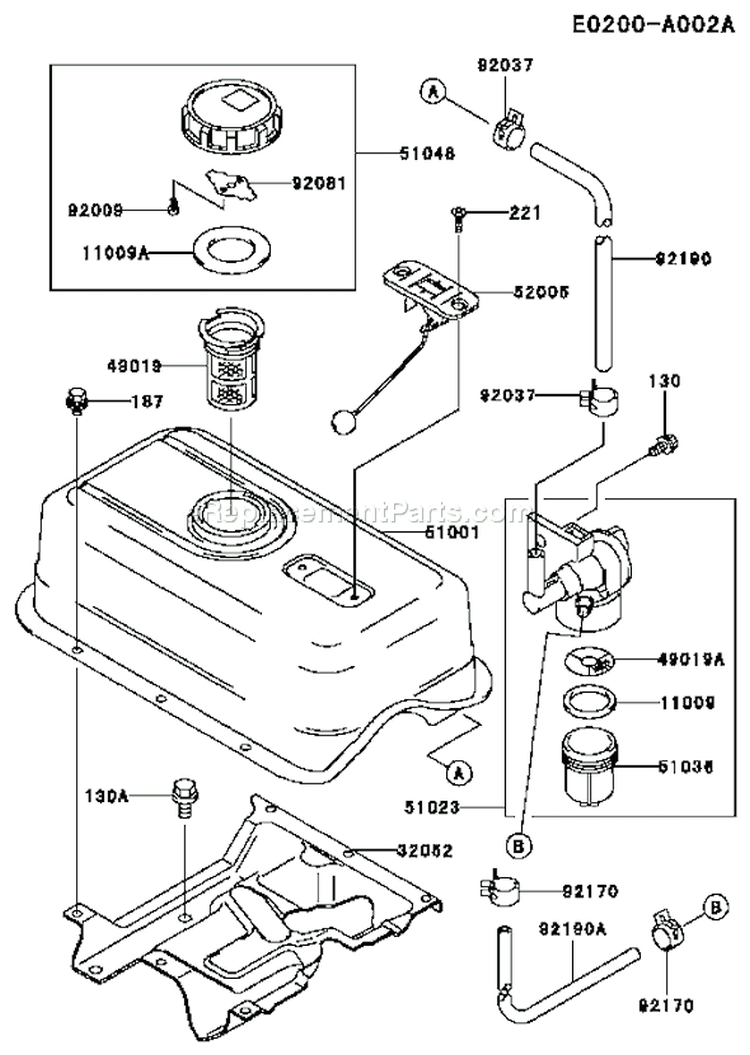 Page G Diagram and Parts List for FE250D AS04 Kawasaki Engine