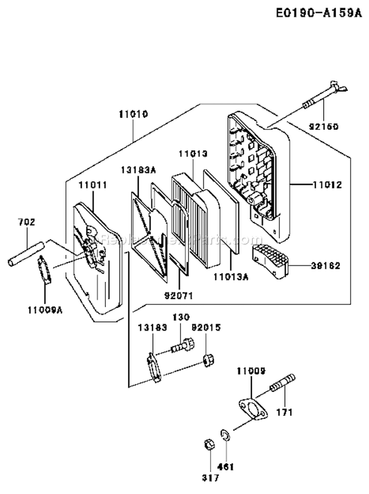 Page A Diagram and Parts List for FE250D AS06 Kawasaki Engine
