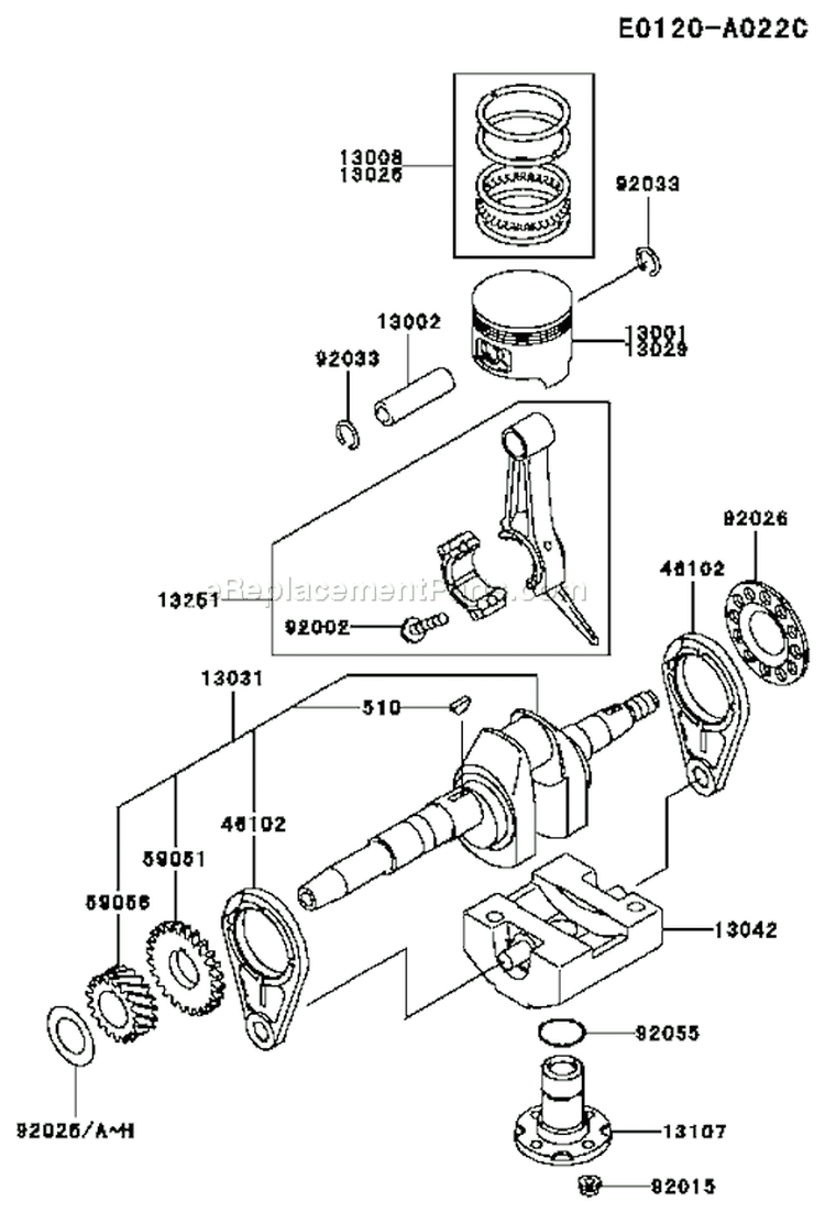 Page J Diagram and Parts List for FE250D AS06 Kawasaki Engine